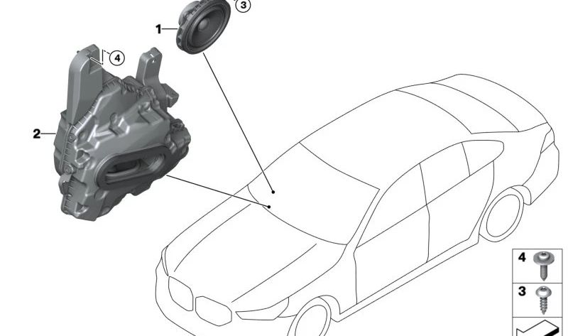 Midrange speaker for BMW 5 Series G60, G61 (OEM 65135A118F6). Original BMW