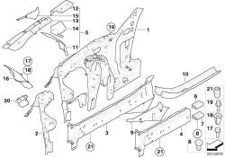 Verschlussplatte für linken Tragbalken OEM 41147111291 für BMW 5er E60, E60 LCI, E61, E61 LCI, 6er E63, E63 LCI, E64, E64 LCI. Original BMW.