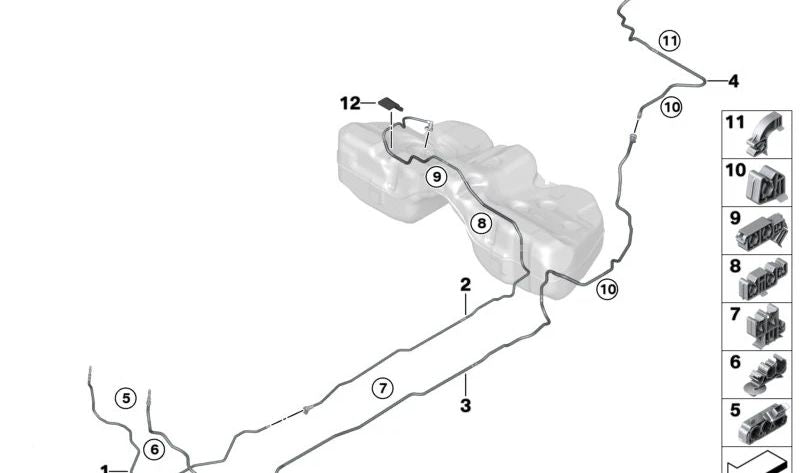 Tubo di alimentazione del carburante OEM 16127562189 per BMW G70 740I XDRive e 760i XDrive. Sostituzione BMW originale.