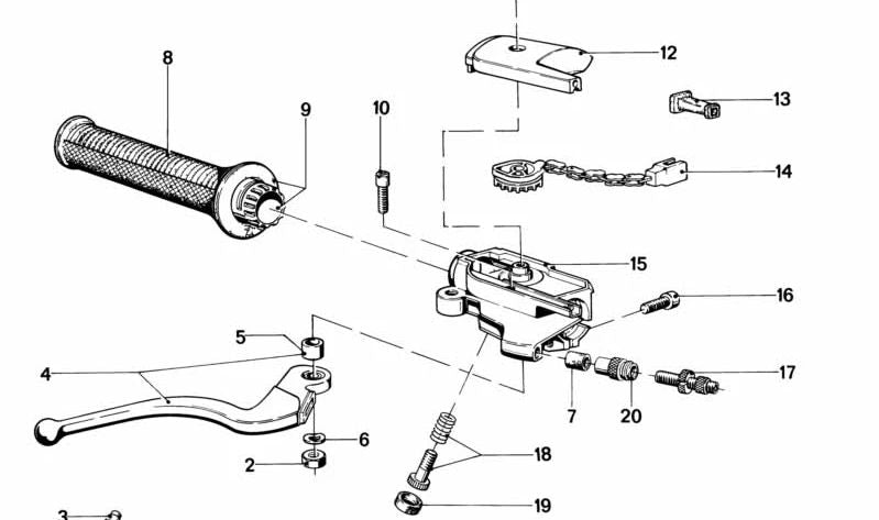 Puño de gas OEM 32721233535 para BMW R50, R60, R69. Original BMW Motorrad.