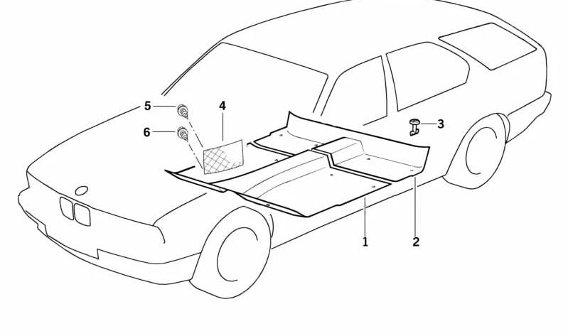 Revestimiento suelo maletero OEM 51478126393 para BMW Serie 5 E34. Pieza original BMW. Ideal para reemplazar la moqueta trasera del maletero.