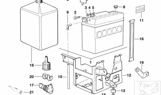 OEM -Batterieunterstützung 61211244546 für BMW E30, E34, E36, E38, E39, E46, E60, E65, E66, E81, E82, E83, E84, E85, E87, E80, E90, E91, E92, E93, F01, F02. Original BMW.