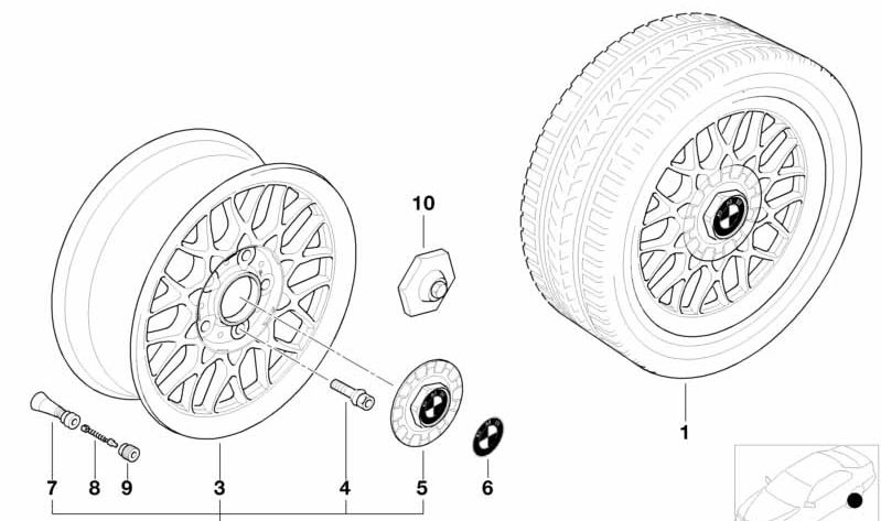Tapacubo centro de llanta OEM 36131092734 para BMW E36, E34, E39, E46, Z3. Original BMW.