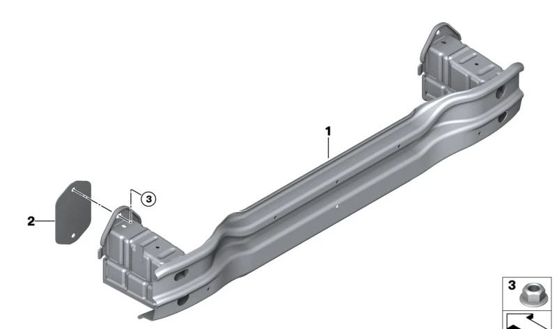 Soporte trasero OEM 51129879574 para BMW G70. Repuesto original BMW.