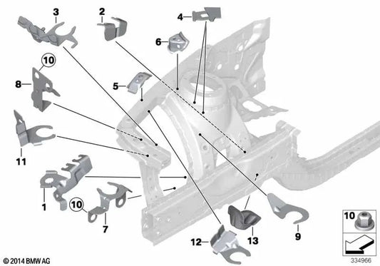 Supporto AGD frontale per la BMW 1 F20 Series, F21, Serie 2 F22, F23, F87, Series 3 F30, F31, F34, F35, Series 4 F32, F33, F36 (OEM 41007390655). BMW originale