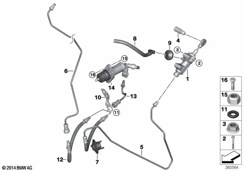 Tubo de presión OEM 21526869285 para BMW E81, E87, F20, F30, F32, F82, X1, X3... y más. Original BMW.