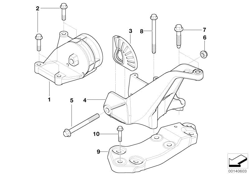Soporte de motor (silentblock) OEM 22316754418 para MINI R50 One 1.4i, 1.6i (2001–2006) con cambio automático o manual. Original MINI.