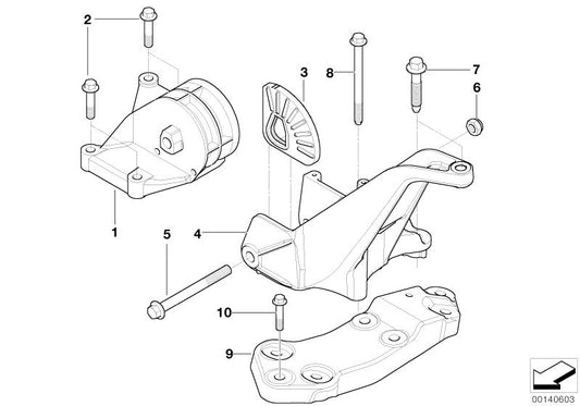 Motorunterstützung (Silentblock) OEM 22316754418 für Mini R50 One 1,4i, 1,6i (2001–2006) mit automatischer oder manueller Änderung. Original Mini.