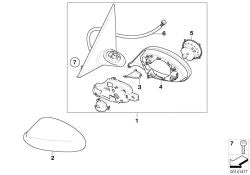 Rechter Außenspiegel mit Heizung OEM 51167268308 für BMW E81, E82, E88. Original BMW.