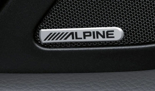 Emblema "Alpine" OEM 65132355874 para BMW F30, F30N, F31, F31N, F35, F35N. Juego de 2 piezas. Original BMW.