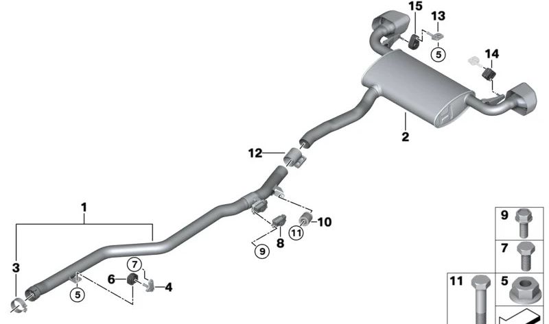 Silencioso trasero OEM 18308595364 para BMW G02 (X4). Original BMW.