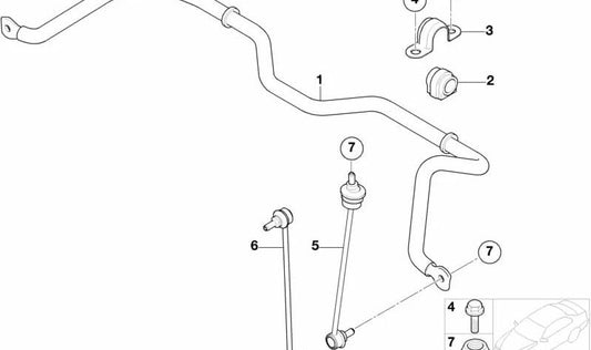 Soporte de goma para estabilizador delantero OEM 31356758302 para MINI R50, R53, R56, Clubman R55, Cabrio R52, Coupé R58... y más. Original MINI.