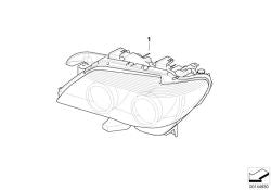 Right Xenon Headlight, White Indicator for BMW E65, E66 (OEM 63127165452). Original BMW.