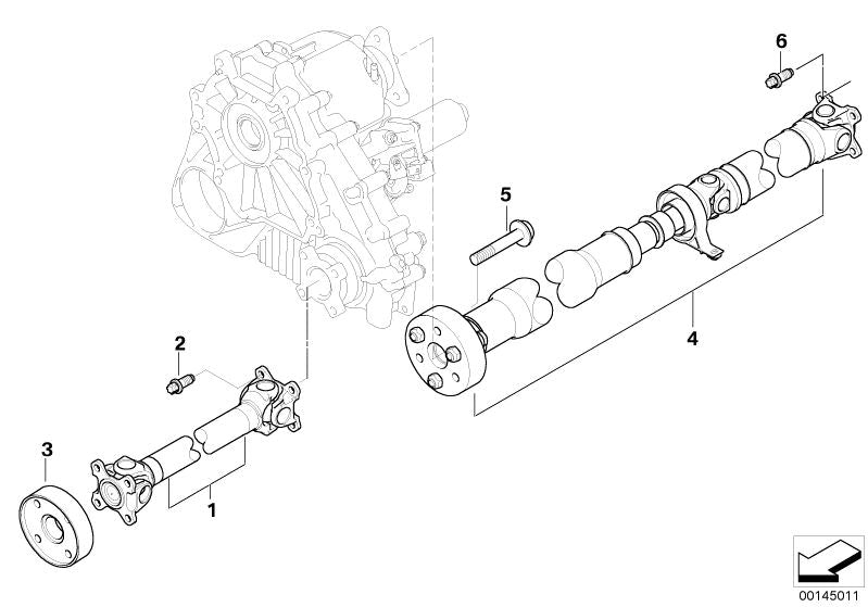 Transmisión trasera (cardán) OEM 26107579068 para BMW X3 E83 2.0d. Compatible con modelos de 2004 a 2007 con motor M47D20 y tracción total. Largo 1291 mm. Original BMW.