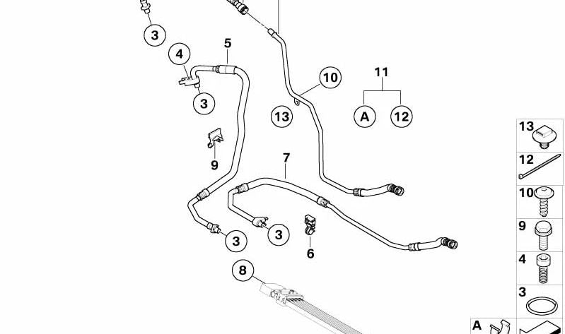 Tubo de retorno do radiador de óleo de transmissão para BMW Série 5 E60N, E61N (OEM 17227571985). BMW originais.