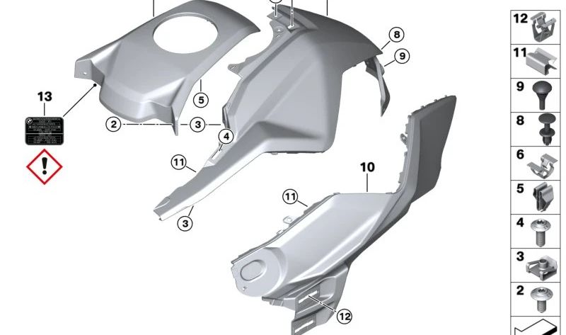 Clipe OEM 46638521396 para motocicletas BMW R 1200 GS, S 1000 RR, F 850 GS... e muito mais. Originais BMW Motorrad.