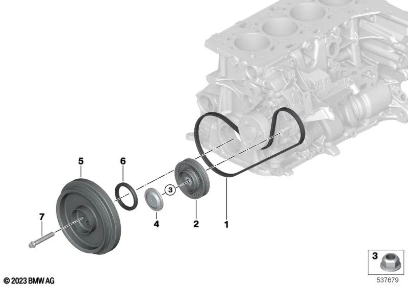 Tendeur de ceinture mécanique pour la série BMW 3 F30N, G20, G20N, G21, G21N, 5 G30N Series, G30N, G31N, G38, G38N, G60, 7 G11, G12, X3 G01, G01N (OEM 11289455975). BMW d'origine.