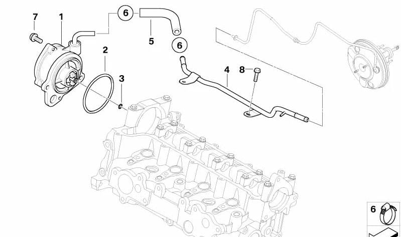 Tubo flexible de depresión OEM 11667790859 para MINI R50, R52 One D... y más. Original MINI.