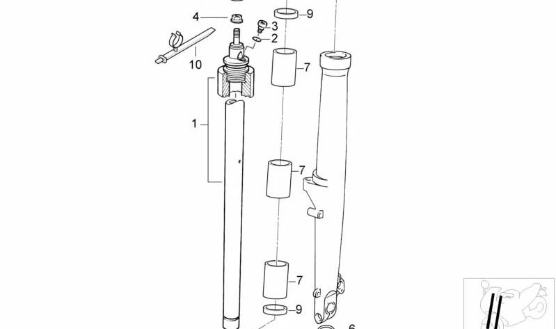 Tube de support avant OEM 31427671574 pour motos BMW R 1150 R, R 850 R, Rockster. BMW Motorrad d'origine.