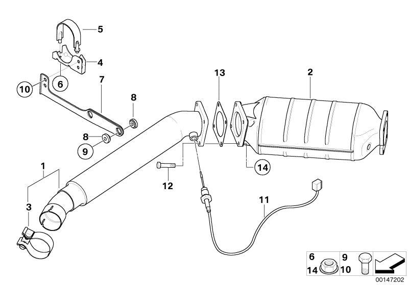 Junta de escape OEM 18307789904 para BMW E60, E61, E65, E66, E83, E53. Pieza original BMW.
