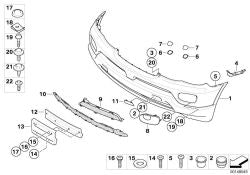 Revestimiento de parachoques delantero imprimado OEM 51117129295 para BMW X5 E53. Original BMW.