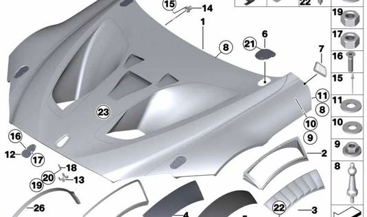 OEM male rivet 07129948764 for BMW motorcycles R 1100 R, R 1100 RT, R 850 R, R 850 RT, R 1200 CL, R 1150 RT... and more. Original BMW Motorrad.