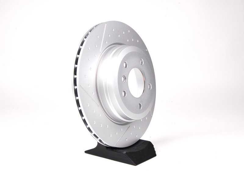 Disco de freno trasero BMW Performance perforado OEM 34216795755 para BMW E81, E87, E88, E90, E91, E92, E93, E82. Solo compatible con llantas de al menos 17". Original BMW.