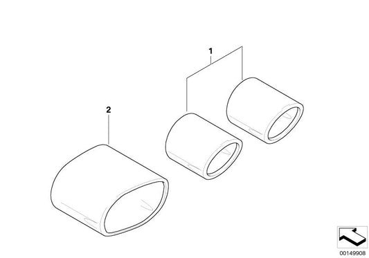 Embellecedor de escape cromado OEM 82120405099 para BMW Z4 E85. Original BMW.