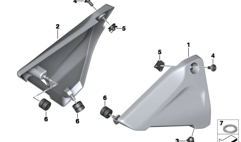 Armatura a batteria destra OEM 46638523156 per motociclette BMW R1200GS, R1250GS, R1200R, R1250RS ... e altro. BMW MOTORAD originale.