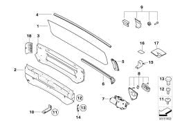 Junta luneta trasera inferior OEM 54347125119 para BMW Serie 6 E64, E64 LCI. Original BMW.