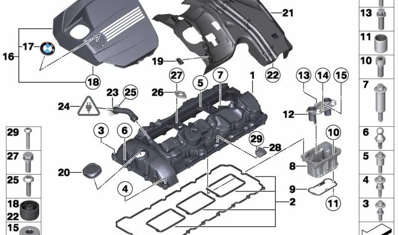 Cubierta de bobinas de encendido OEM 11127593833 para BMW E82, E88, E90, E91, E92, E93, E84. Original BMW.