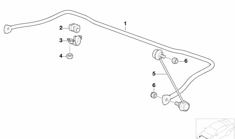 Stabilisatorunterstützung für BMW 3 E36 -Serie, 5 E28, E34, 6 E24 -Serie, 7 E32 -Serie, 8 E31 -Serie (OEM 31351131622). Original BMW.