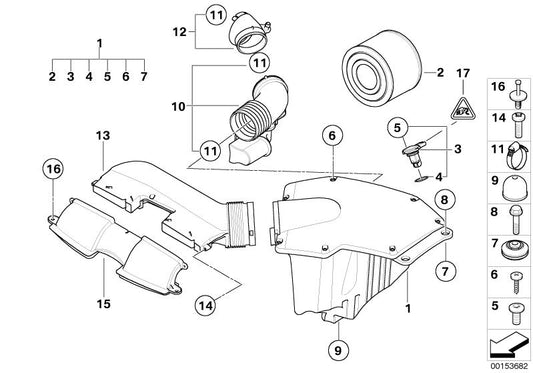 Sensor de temperatura aire admisión OEM 13627547822 para BMW E90, E91, E92, E93, E60, E61, E63, E64. Compatible con motores N52 y variantes. Original BMW.
