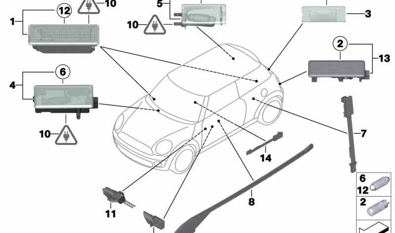 Módulo LED consola central OEM 63319277228 para MINI R56, R55, R57, R58, R59. Original MINI.