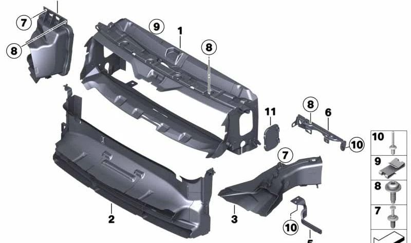 Deflector de aire inferior OEM 51748054228 para BMW F30 y F31 (316d con motores N47, N13, N20, B47). Original BMW.