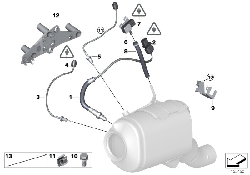 Sensor de temperatura OEM 13627809158 para BMW E90, E91, E92, E60, E61, E63, E64, E65, E70, E71. Sensor original BMW para escape, emisiones o motor según modelo. Original BMW.