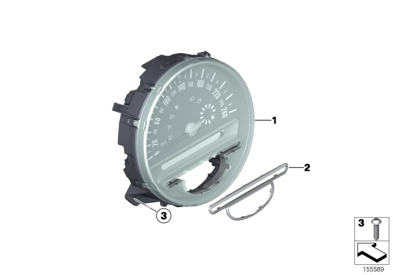 Tacómetro, panel de instrumentos plata OEM 62109233770 para MINI R56, R56 LCI, Clubman R55, Cabrio R57... y más. Original MINI.