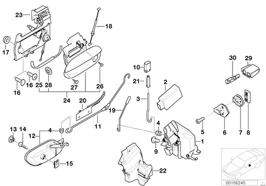 Cubierta derecha cerradura puerta OEM 51218235162 para BMW Serie 7 E38 (725tds, 728i, 730d, 730i). Compatible con modelos de 1993 a 2001. Pieza original BMW.