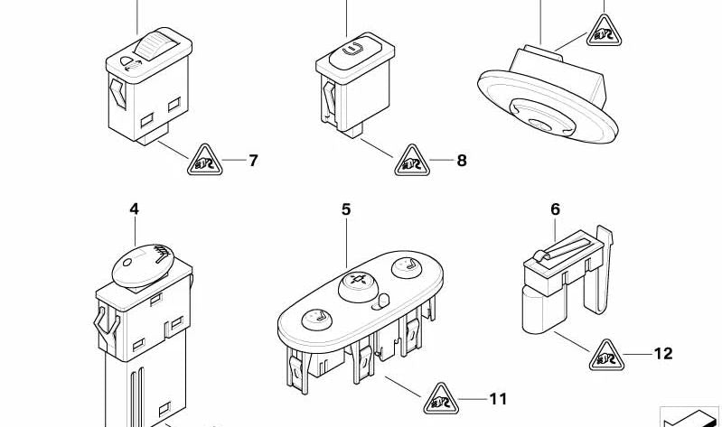 Interruptor de techo corredizo OEM 61316918396 para MINI R50, R53 (One, Cooper, Cooper S). Original MINI.