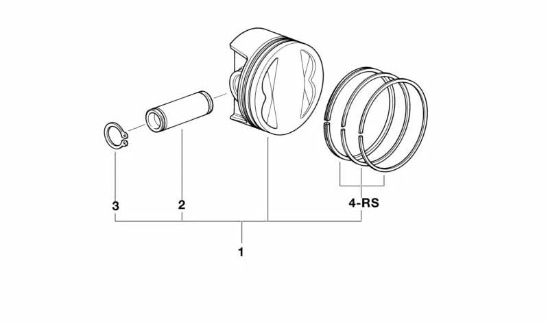 Juego de reparación de segmentos de pistones OEM 11251342779 para motos BMW R1100GS, R1100R, R1100RS, R1100RT. Original BMW Motorrad.