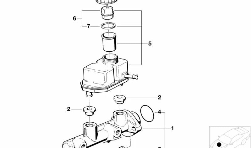 Cilindro maestro de freno OEM 34316764190 para BMW E39, E38. Original BMW.