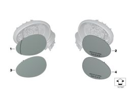 Cristal espejo gran angular derecho OEM 51162755626 para MINI R56, R56 LCI, Clubman R55, Cabrio R57, Coupé R58, Roadster R59... y más. Original MINI.