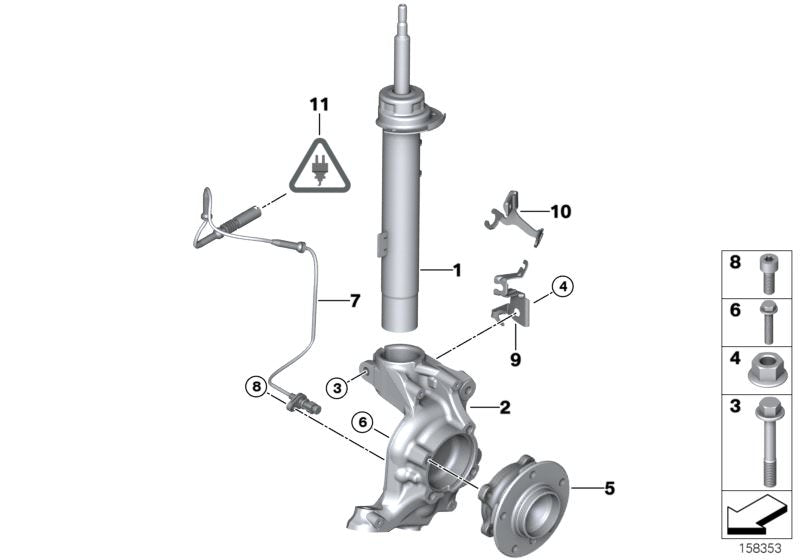 Muelle-amortiguador delantero izquierdo OEM 31316789573 para BMW X1 E84. Original BMW.