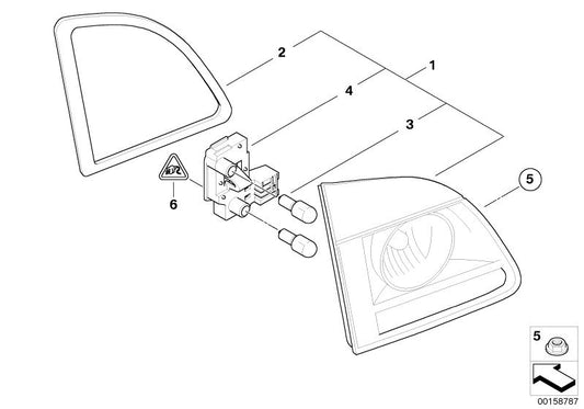 Porta lámparas luz trasera derecha OEM 63216935332 para BMW Serie 5 E60/E61 (modelos: 520d, 523i, 525d). Compatible con versiones manual y automático. Original BMW.