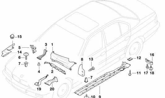 Tampa esquerda do endereço OEM 51718253009 para BMW E38 (série 7). Peça original da BMW.