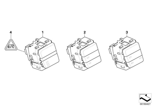 Bloque de botones consola central OEM 61319159064 para BMW E60, E61, E63, E64, E70, E71, E81, E82, E83, E84, E87, E88, E89, E90, E91, E92, E93. Original BMW.