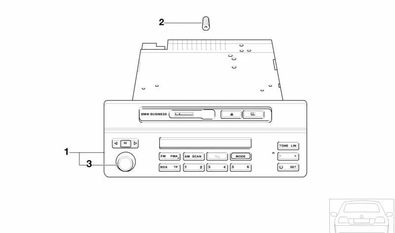 Radio BMW Business OEM 65126935007 para BMW E39. Repuesto original BMW. Ideal para actualizar o reemplazar la radio original del vehículo. Compatible únicamente con modelos BMW Serie 5 E39.