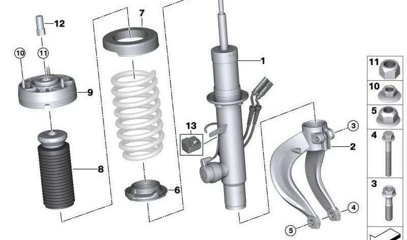 Muelle-amortiguador delantero izquierdo OEM 37106875083 para BMW X5 F15, X6 F16. Original BMW.