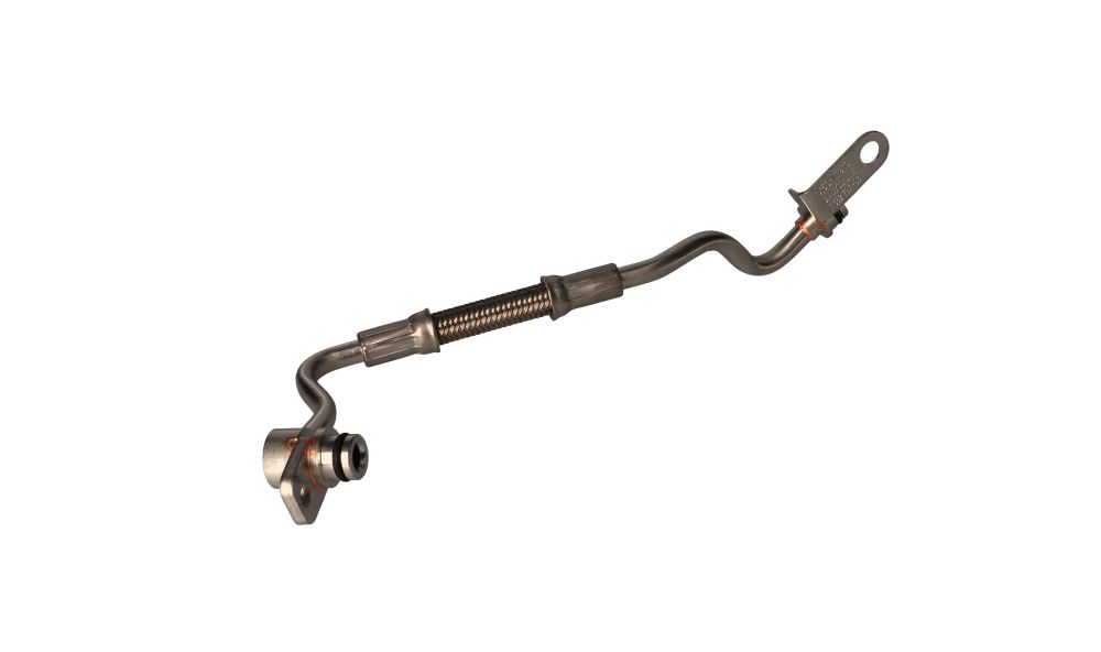 Tubería de aceite de turbo OEM 11427562797 para BMW E82, E88, E90, E91, E92, E93, E60, E61, F01, F02, E71, E89. Conector de alimentación de aceite turbo para motores N54. Original BMW.