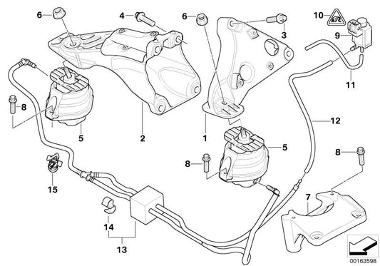 Soporte de motor OEM 22116769874 para BMW E60 y E61 (520d con motor M47 y N47). Compatible con versiones manuales y automáticas. Original BMW.